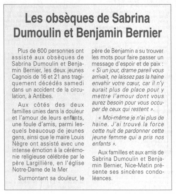 Article de nice-Matin du 30 mai 2003